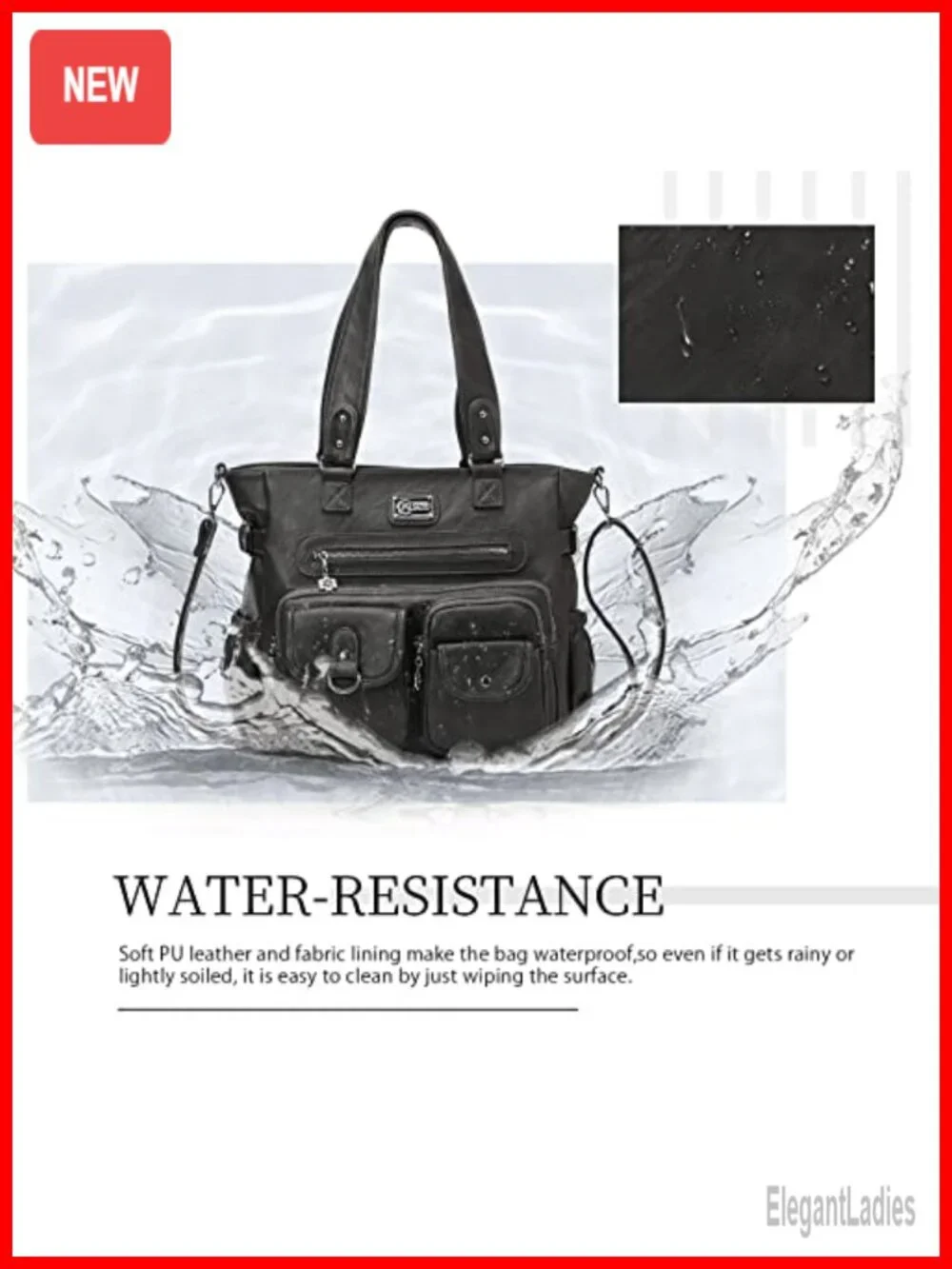 Extra Large Vegan Leather Hobo Shoulder Bag Tote with Detachable Strap